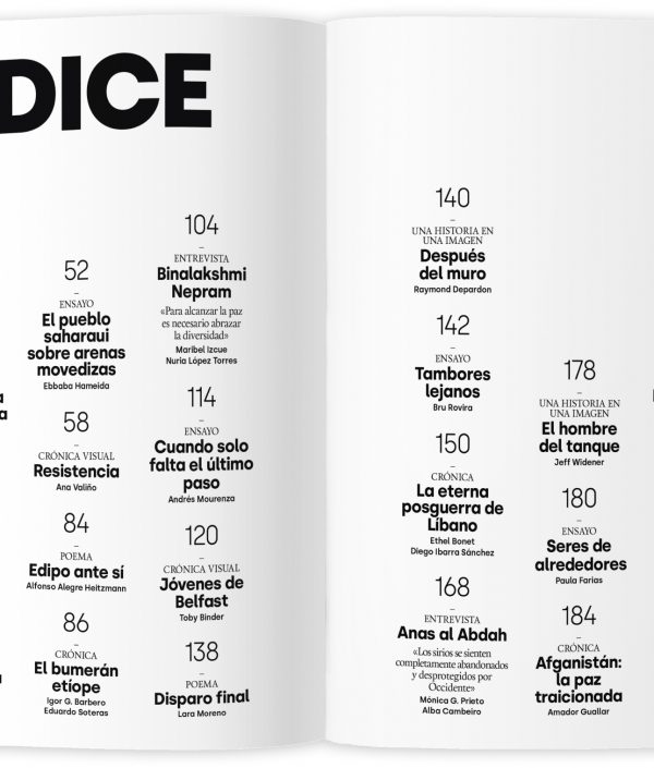 Índice de 'La paz herida', el número 7 en papel de 5W